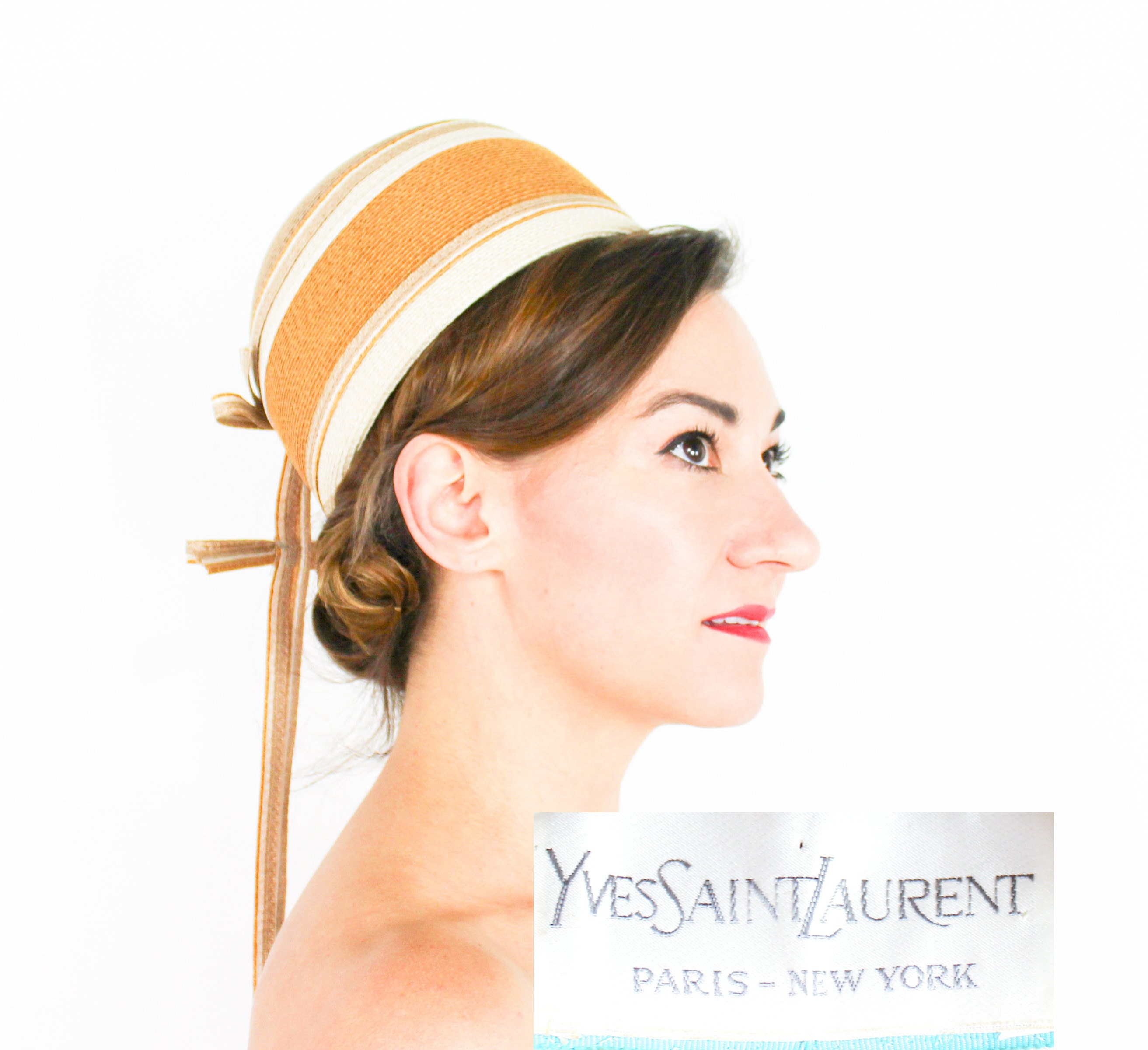 1980s Yves Saint Laurent Straw Boater Hat - MRS Couture