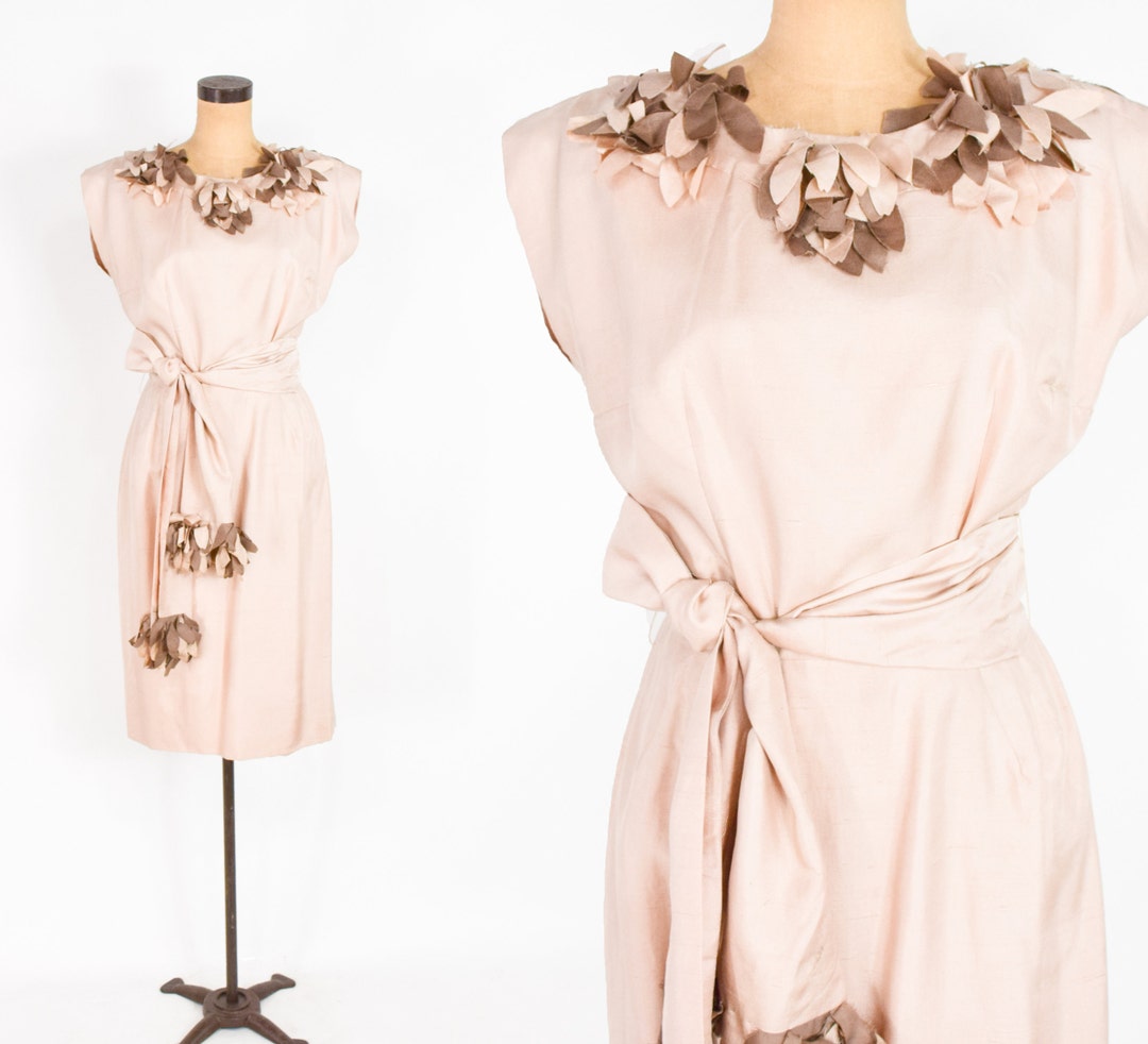 1950s Beige Silk Dress 50s Beige Silk Sheath Anita Modes - Etsy