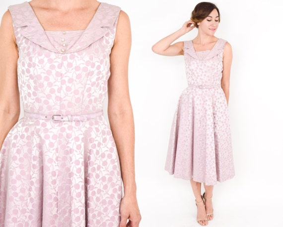 1950s Pink Brocade Party Dress | 50s Pink Brocade