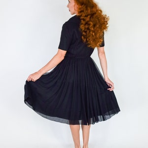1950s Black Chiffon Dress 50s Black Chiffon Party Dress Sophisticated Miss Medium image 5