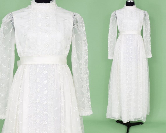 1960s White Lace Bridal Gown | 60s White Wedding G