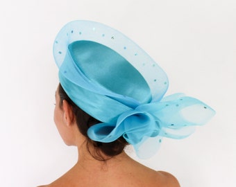 1980s Turquoise Blue Sequin Hat | 80s Bright Blue Turquoise Hat | Whittall & Shon