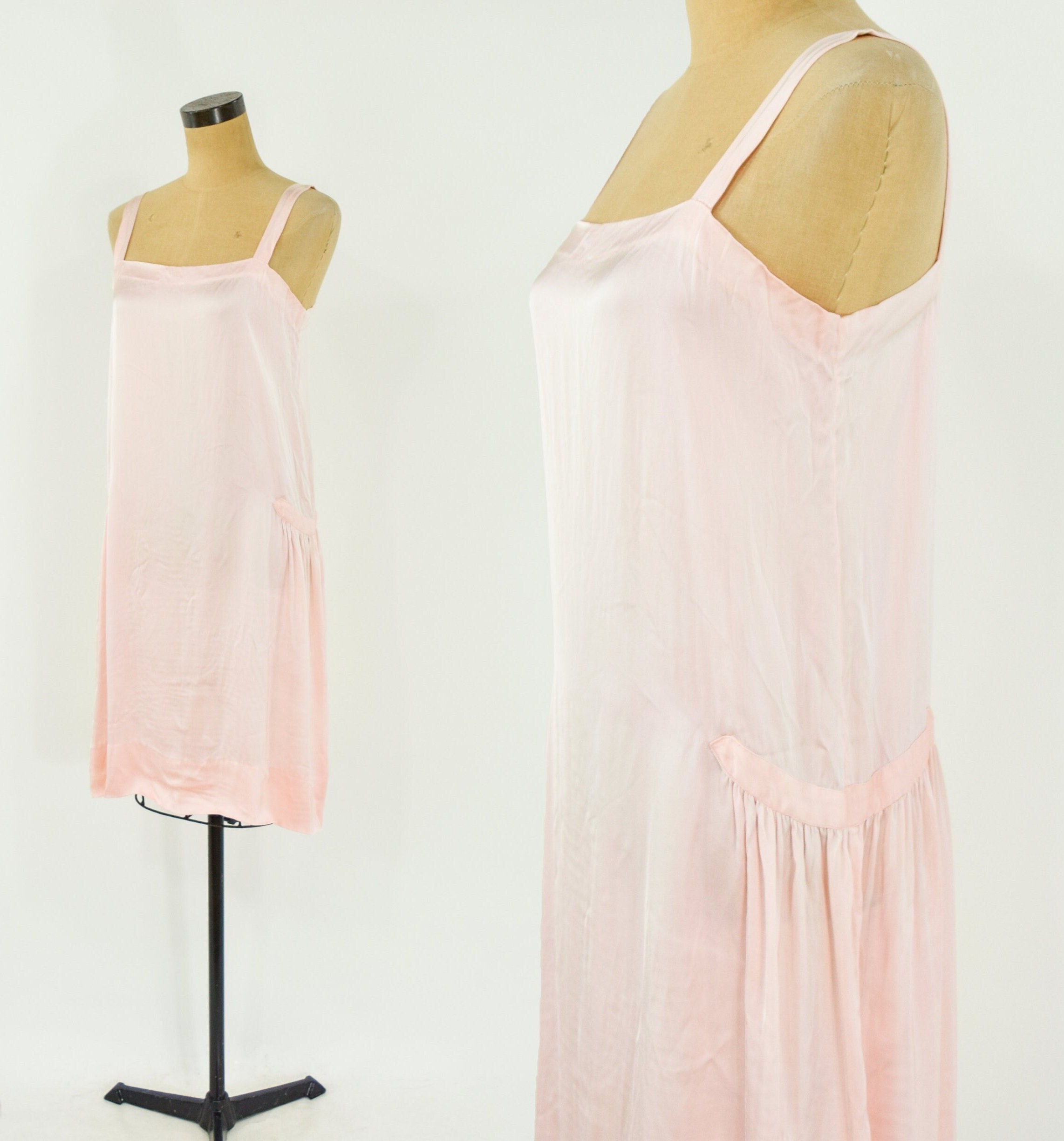 トップス 1920s Pale Pink Silk Lingerie Vintage 1920s Blush Pink Silk Lingerie Teddy Shorts
