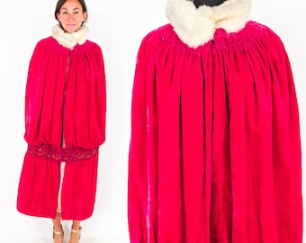 1900s Seidensamt Cape | Antiker Abendmantel | Jahrhundertwende Umhang | Saks & Co