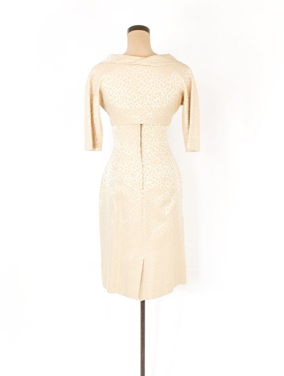 1950s Beige Brocade Sheath Dress & Jacket | 50s B… - image 5