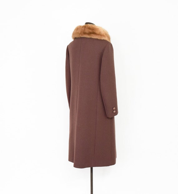 1960s Brown Wool & Mink Collar Coat | 60s Brown W… - image 6