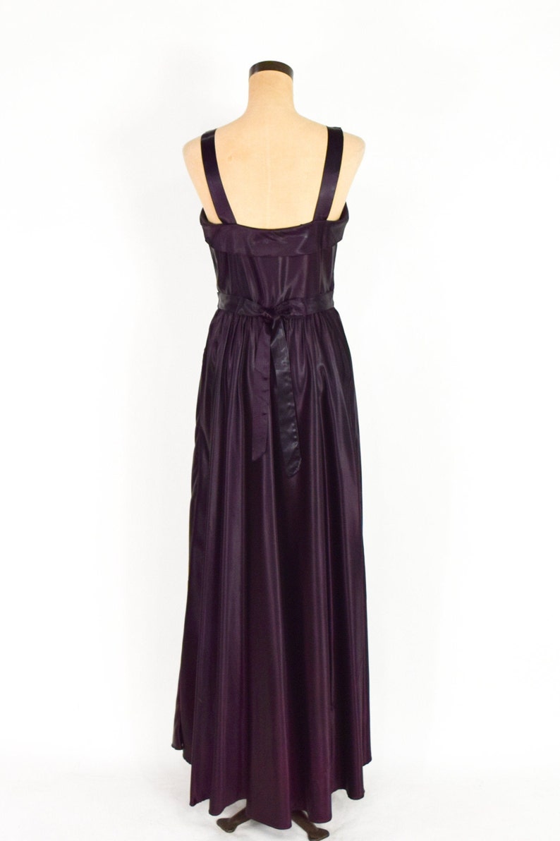 1940s Purple Satin Evening Dress 40s Deep Purple Satin Evening Gown Old Hollywood Medium image 4