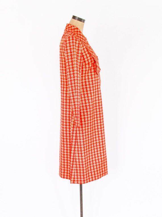 1980s Orange Print Dress | 80s Orange Geometric P… - image 8