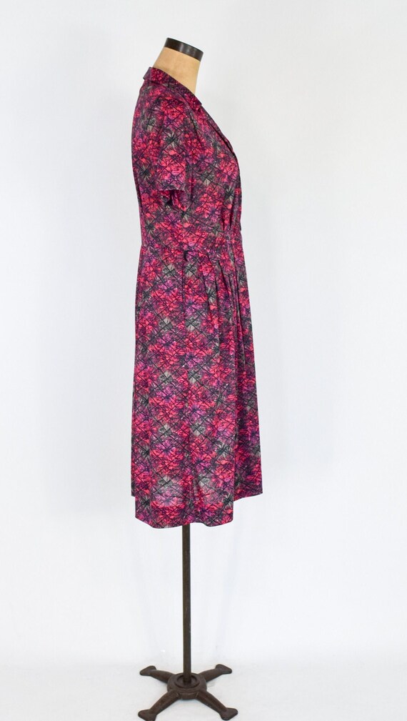 1950s Pink Atomic Print Dress | 50s Pink & Gray N… - image 5