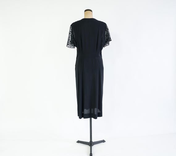 1940s Black Lace Crepe Dress | Vintage Black Cock… - image 4