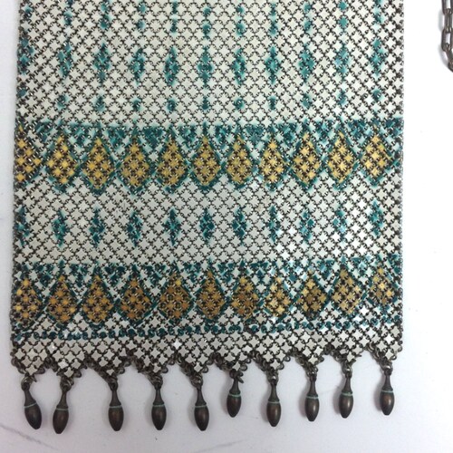 1900s White & Green Mesh Evening Bag | White Gold shops Green Enamel Mesh Purse | Mandalin