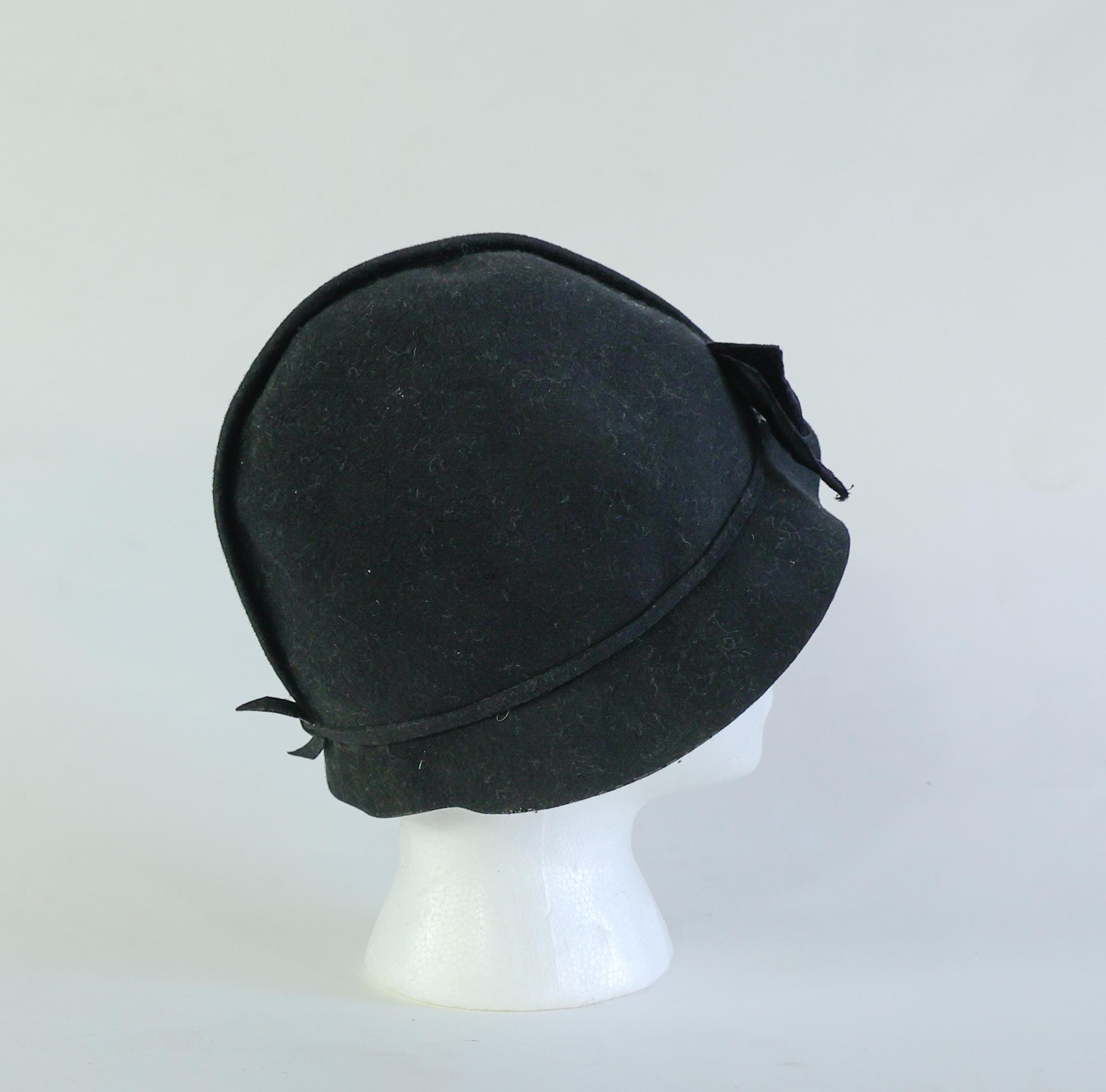 1930s Black Wool Felt Cloche | Vintage Wool Hat - Etsy