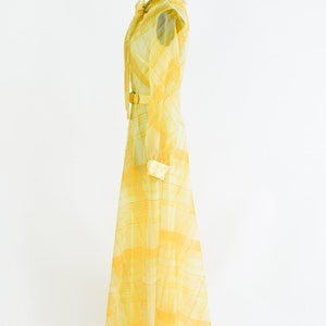 1970s Yellow Plaid Maxi Dress 70s Yellow Evening Dress Yellow Bridesmaid Dress Avalon Classics Size 10 & 16 image 9
