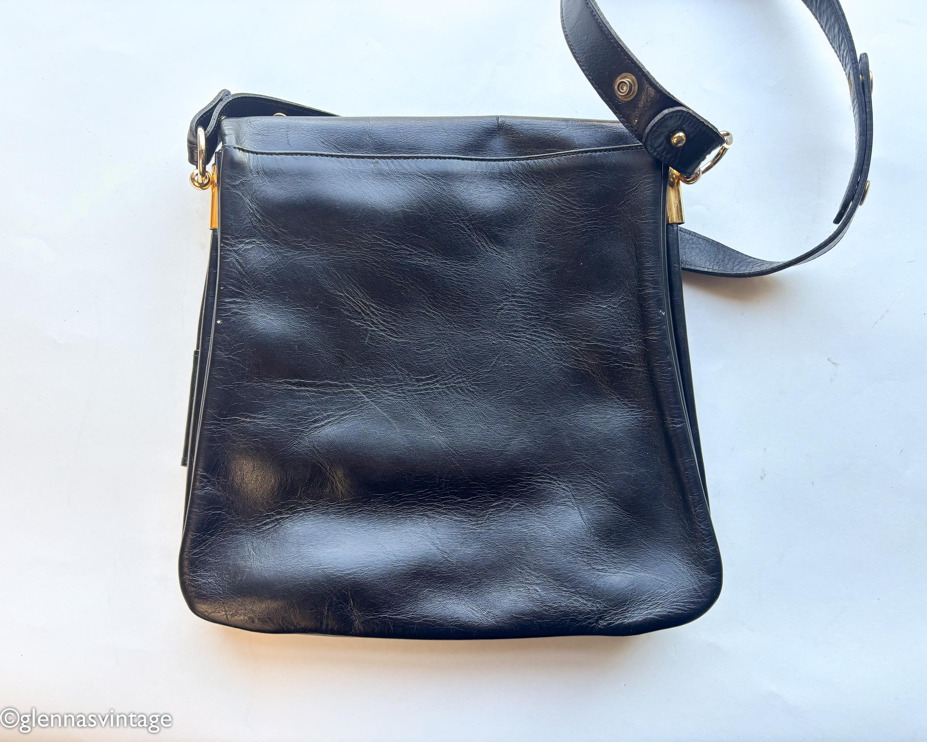 1980s ERIK for Holiner Black Leather Shoulder Bag | Vintage Black