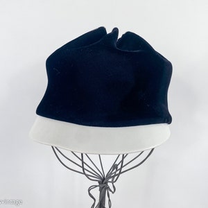 1960s Black Velvet Hat 60s Black Velvet Cap Twiggy Style The Topper Shop image 3