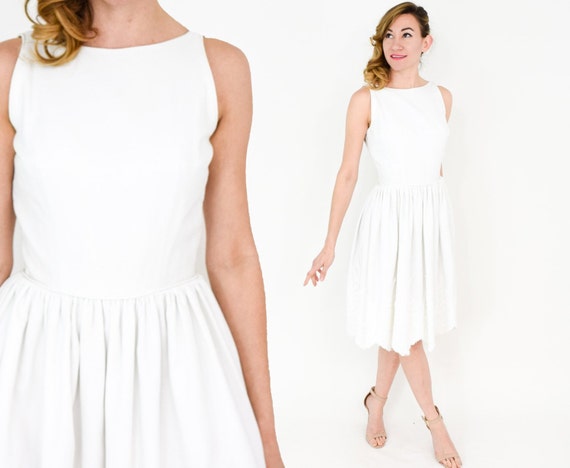 white sleeveless cotton dress