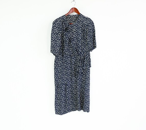 1940s Navy Blue Polka Dot Dress | Vintage Navy Ex… - image 10