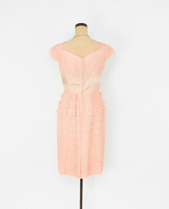 1950s Peach Lace Cocktail Dress | 50s Peach Layer… - image 6