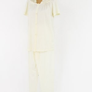 1950s Yellow Nylon Pajama Set 50s Yellow Pajamas Vanity Fair Small image 3