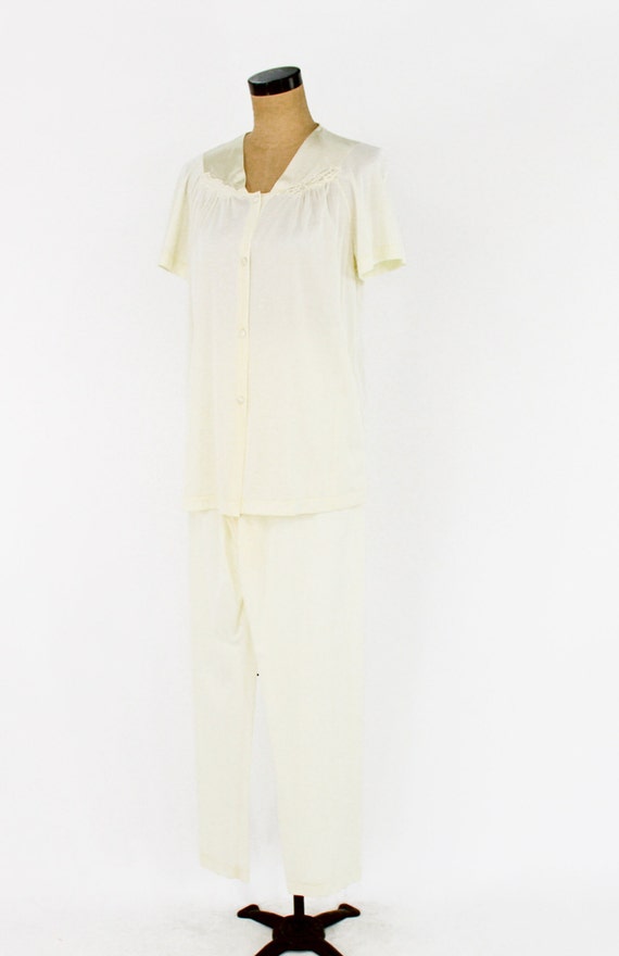 1950s Yellow Nylon Pajama Set | 50s Yellow Pajama… - image 3