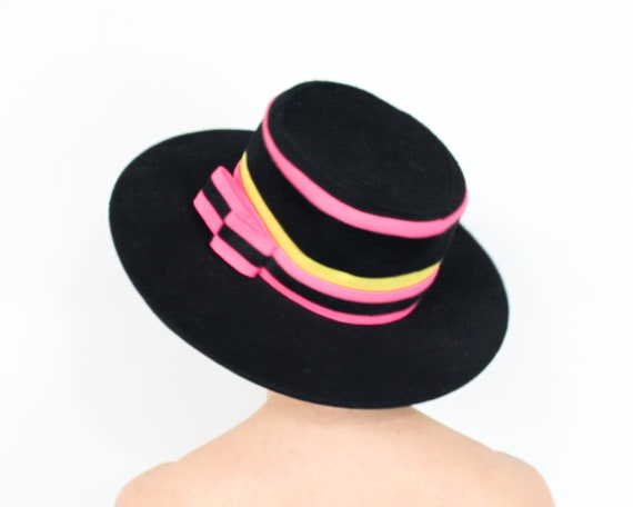 Mr Blackwell | 1980s Black Wide Brim Wool Hat | 8… - image 2