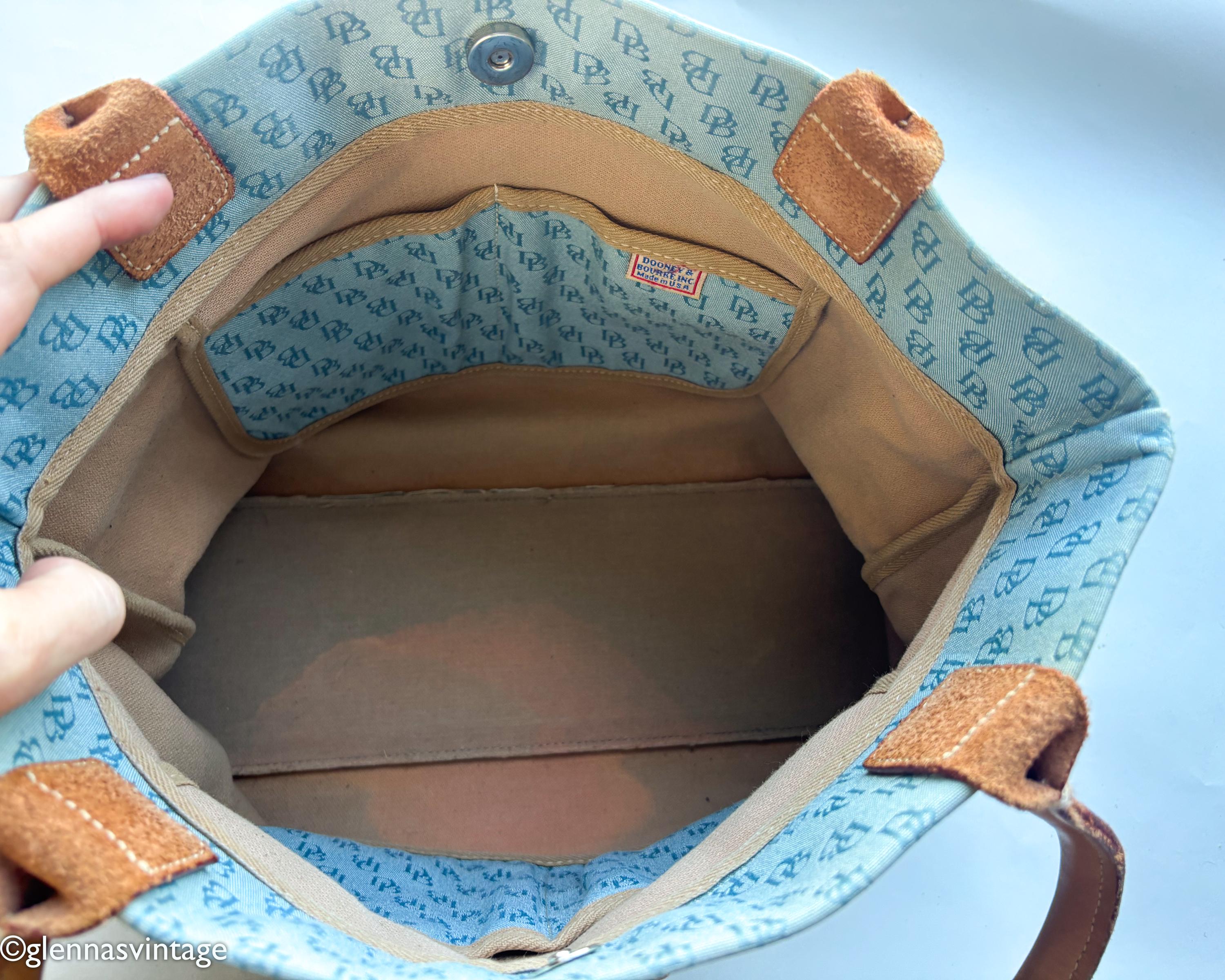 1980s Dooney & Bourke Blue Monogram Canvas Tote | Vintage Blue 