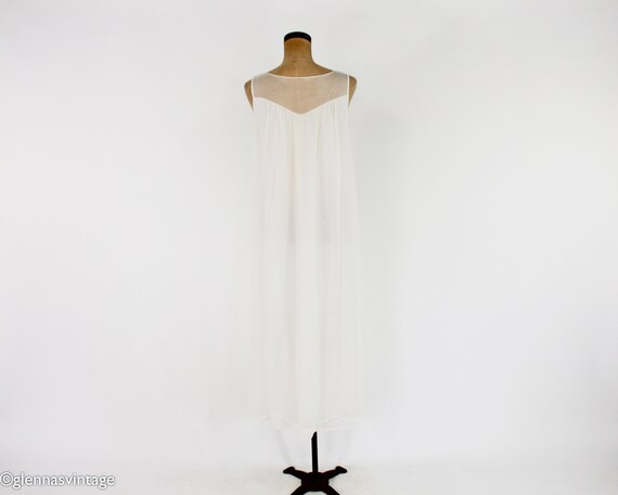 1960s White Peignoir Set | 60s White Nylon & Lace… - image 5