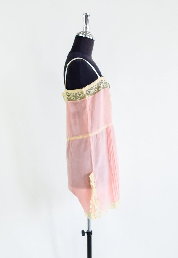 1920s Pink Silk Romper Lingerie | 20s Pink Silk C… - image 4
