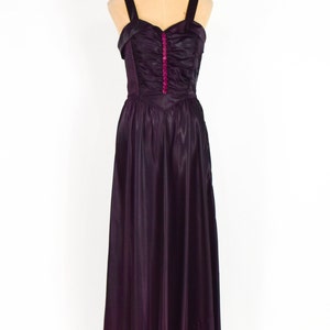 1940s Purple Satin Evening Dress 40s Deep Purple Satin Evening Gown Old Hollywood Medium image 2