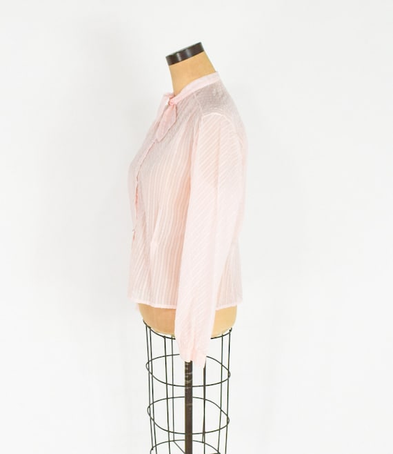 1950s Pink Nylon Blouse | 50s Sheer Pink Blouse |… - image 4