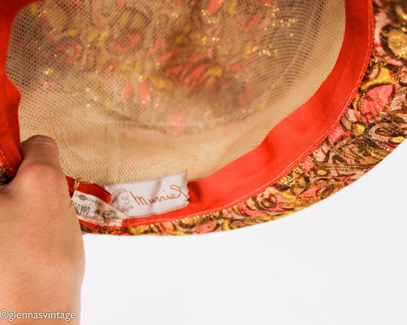 1960s Metallic Orange Hat 60s Orange & Gold Metallic Hat Murriel image 10