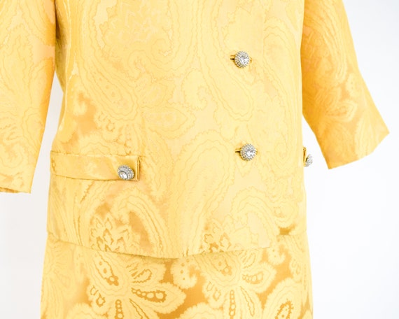 1960s Gold Brocade Evening Suit | 60s Buttercup Y… - image 9