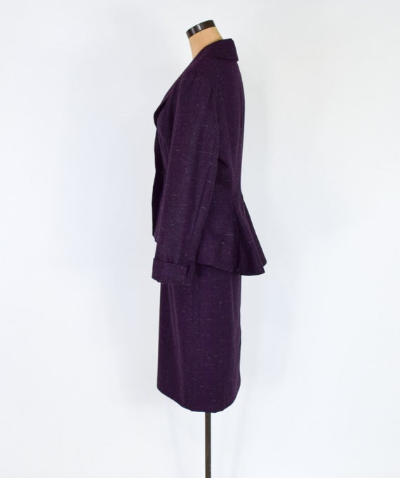 1980s Purple Wool Suit | 80s Eggplant Wool Tweed … - image 4