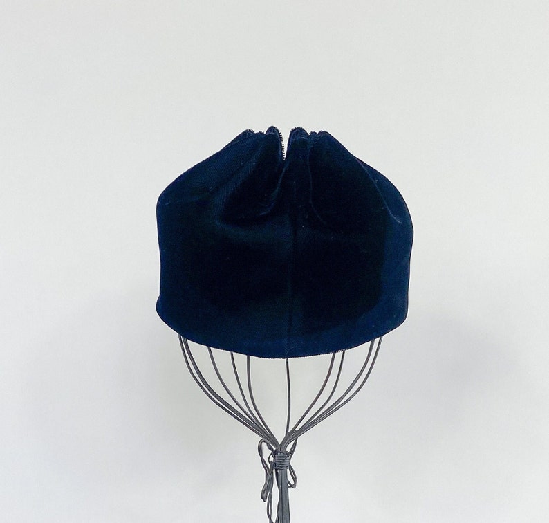 1960s Black Velvet Hat 60s Black Velvet Cap Twiggy Style The Topper Shop image 7