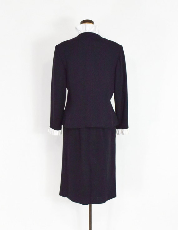 Lilli Ann | 1970s Black Wool Crepe Suit | 70s Bla… - image 6