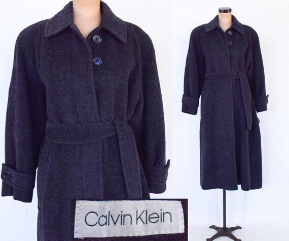 1980s Charcoal Wool Coat | 80s Gray Wool Coat | B… - image 1