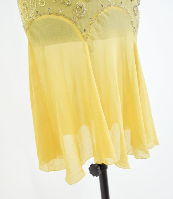 1920s Buttercup Yellow Silk Dress | 20s Yellow Be… - image 10