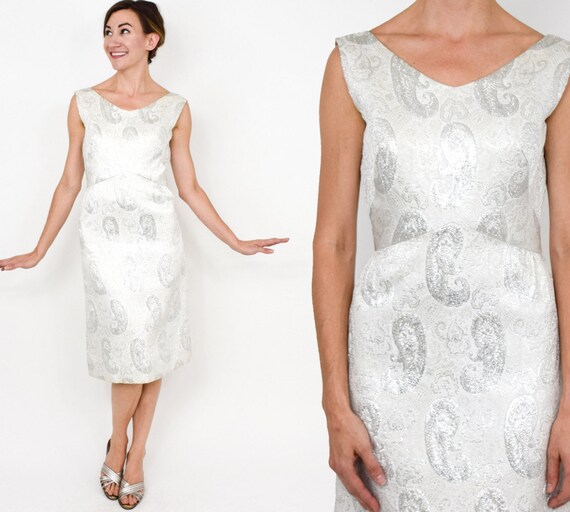 white brocade dress