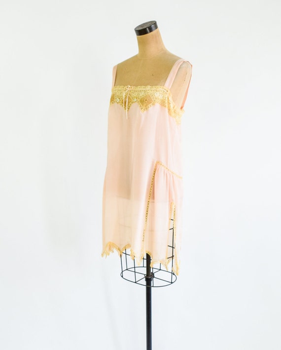 1920s Peach Silk Slip Lingerie | 20s Pink Silk Li… - image 3