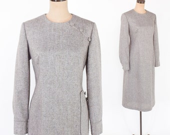 Vestido tubo de lana beige de los años 50 / Vestido tubo vintage de tweed Donegal, talla M