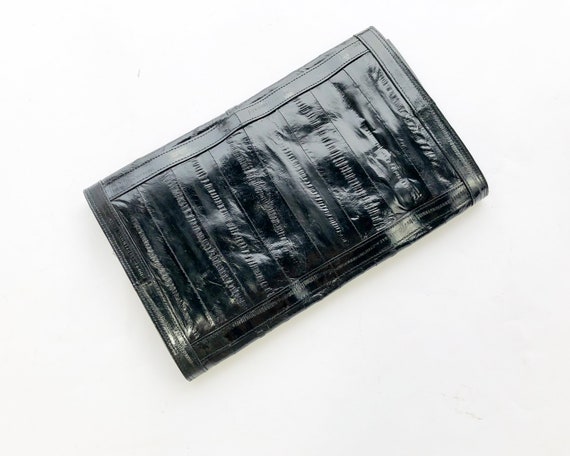 1980s Eel Skin Leather Clutch | 80s Eel Skin Hand… - image 6