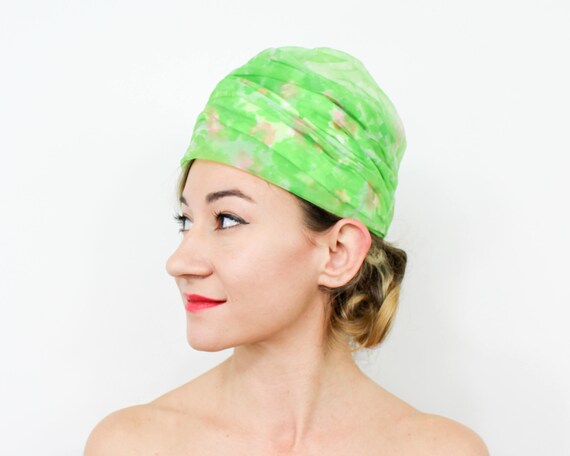 1960s Green Turban | 60s Lime Green Turban Hat | A