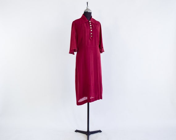1930s Burgundy Red Silk Dress | 30s Cranberry Sil… - image 8