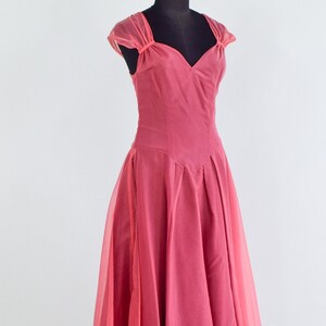 1940s Mauve Pink Party Dress 40s Pink Chiffon Evening Dress Medium image 4