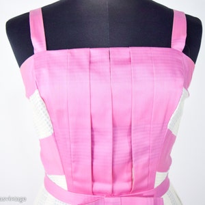1950s Pink Stripe Cotton Dress 50s Pink Sun Dress Barbie Pink Dress Pat Primo XS image 9