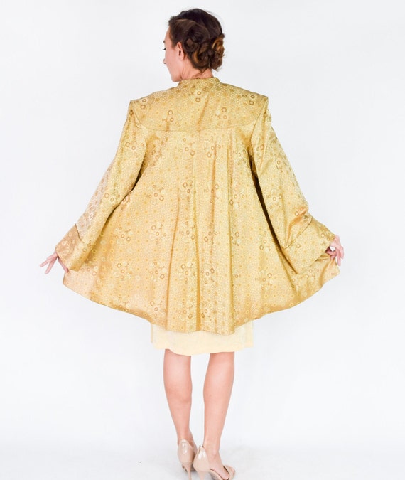 1940s Gold Silk Asian Evening Coat | 40s Gold Sil… - image 6