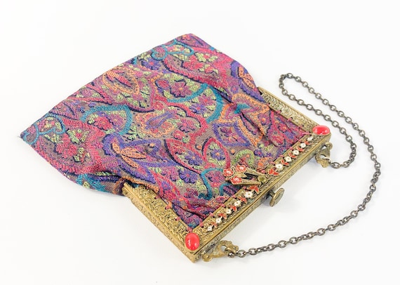1900s Tapestry Evening Bag | Colorful Silk Tapest… - image 1