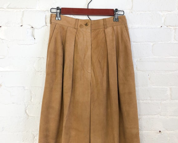 1980s Brown Suede Leather Pants | 80s Tan Suede P… - image 6