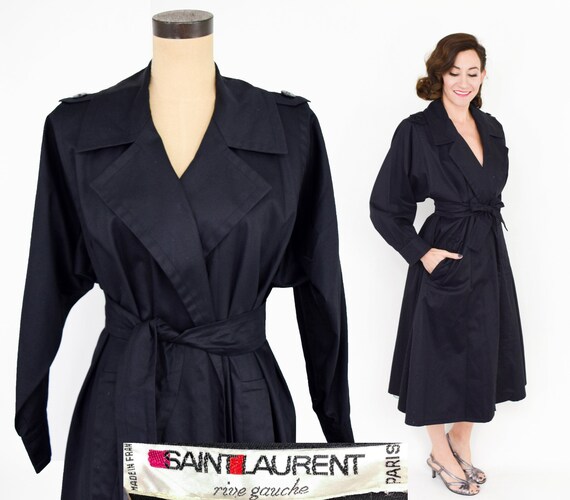 Saint Laurent | 1980s Black Cotton Swing Coat | 8… - image 4