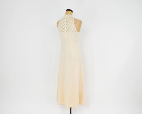 1970s Creme Knit Maxi Dress | 70s Creme & Rhinest… - image 6